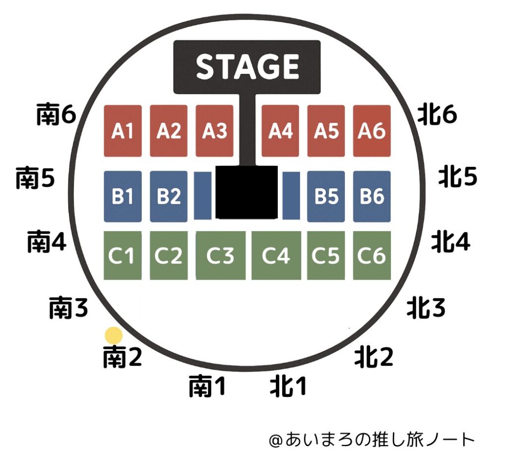 サンドーム福井スタンド1階席 南2ブロック付近 2列目(B列)