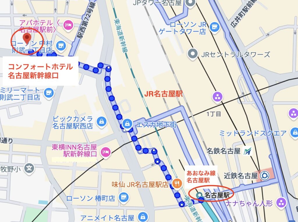 コンフォートホテル名古屋新幹線口の地図