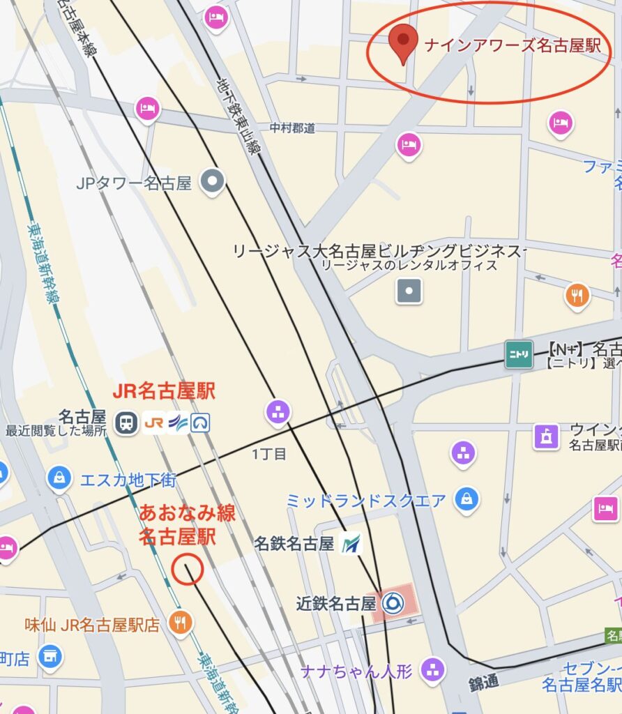 ナインアワーズ名古屋駅の地図