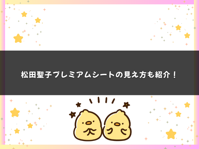 松田聖子プレミアムシートの見え方も紹介！